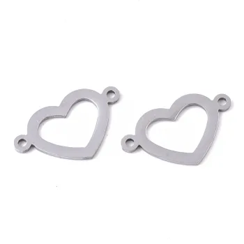 Corazón silueta conector plateado 12x20x1mm