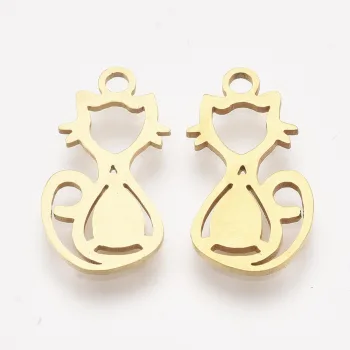Silueta gato dije dorado 18x9.5x1mm