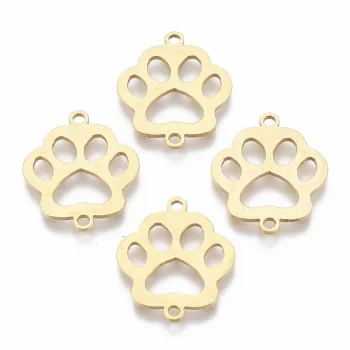 Patita de perro silueta conector dorado 18.5x16x1mm