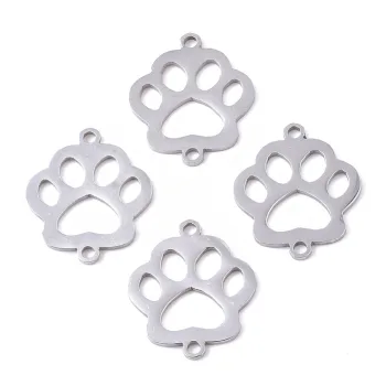 Patita de perro silueta conector plateado 18.5x16x1mm