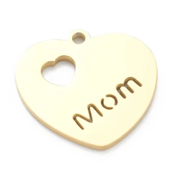 Corazón Mom con corazoncito dije dorado 19x20x1.5mm