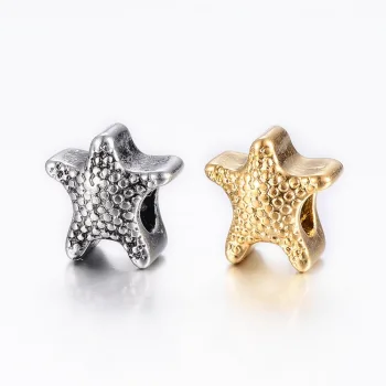 Estrella de mar entrepieza plateada y dorada  12x12x8mm