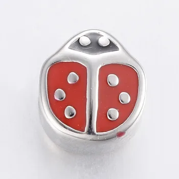Mariquita roja entrepieza plateada 11x10x8mm