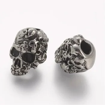 Calavera entrepieza plateada 15.5x11x11.5mm