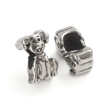 Perrito entrepieza plateado 12.5x8x7.5mm