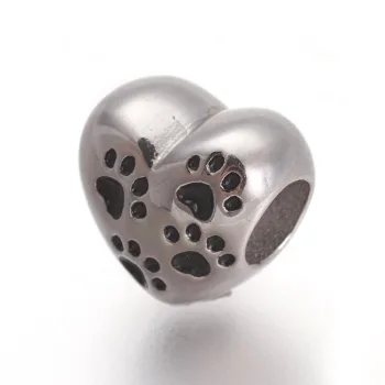 Corazón patitas de perro entrepieza plateado 10.5x11.5x8mm