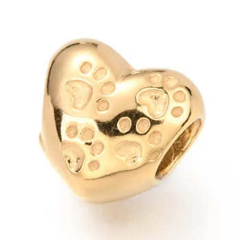 Corazón patitas de perro entrepieza dorado 10.5x11.5x8mm