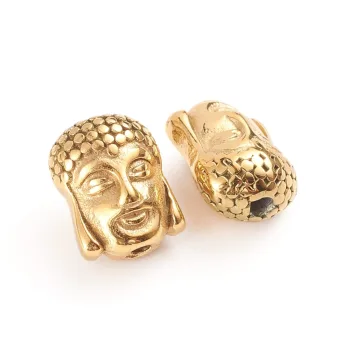 Buda cabeza entrepieza dorada 11.5x9x7mm
