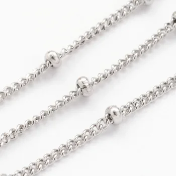 Cadena acero inoxidable ovalada con balines plateada 2x1mm