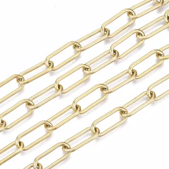 Cadena Paperclip acero inoxidable ovalada dorada 17x7x2mm