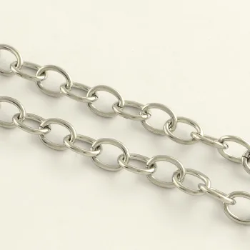Cadena acero inoxidable ovalada lisa plateada 8x6x1.2mm