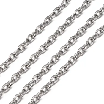 Cadena acero inoxidable ovalada lisa plateada 6x4.5x1.2mm
