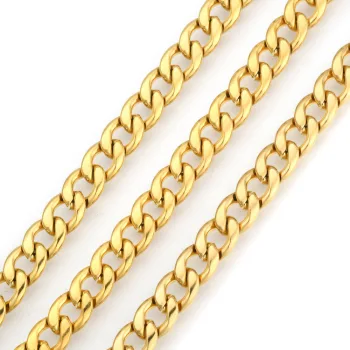 Cadena acero inoxidable ovalada plana dorada 10x7mm
