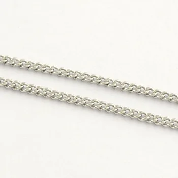 Cadena acero inoxidable ovalada curviada plateada 1.8x1.2x0.4mm