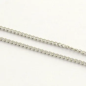 Cadena acero inoxidable ovalada curviada plateada 2.5x2x0.5mm