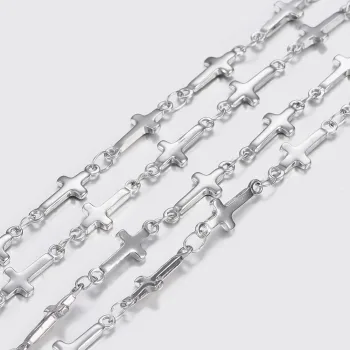 Cadena acero inoxidable cruz plateda 13.5x5x1.2mm