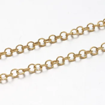 Cadena Belcher acero inoxidable lisa redonda plana dorada3.5x0.6mm