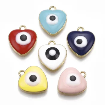 Corazón ojo turco dije enamel multicolor 18x15x5mm