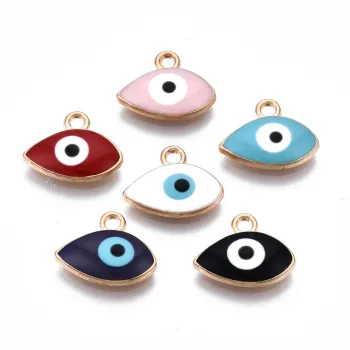 Ojo turco ovalado dije enamel multicolor 10x13x2.5mm