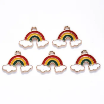 Arcoiris con nubes multicolor dije enamel 14x18x1.5mm