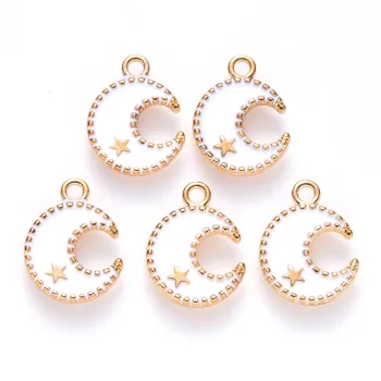 Luna blanca con estrella dije enamel 16x13x2mm