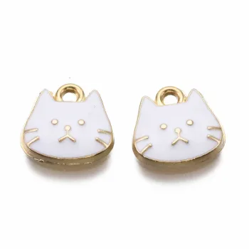 Gato blanco dije enamel 11x11x3mm