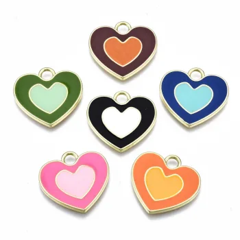 Corazón dos tonos multicolor dije enamel 19x21x2mm