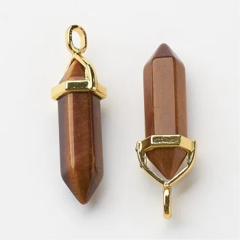 Péndulo de Ojo de Tigre base dorada 40x12mm