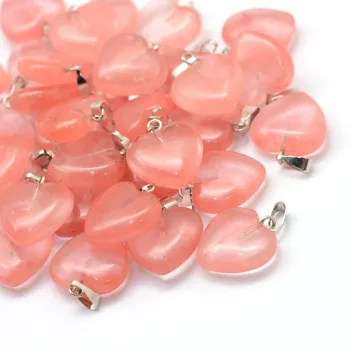 Corazón Cuarzo Cereza base plateada 18x15x6mm