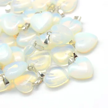 Corazón Opalite base plateada 18x15x6mm