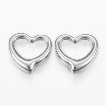 Corazón silueta conector plateado 16x16.5x4mm