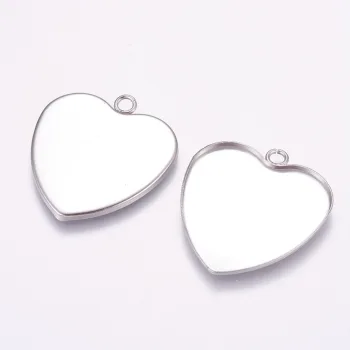 Base resina dije corazón plateado 28x29mm