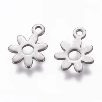 Flor mini dije plateado 10.7x8x0.6mm