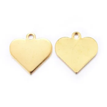 Corazón plano liso dije dorado 15.5x16x1mm