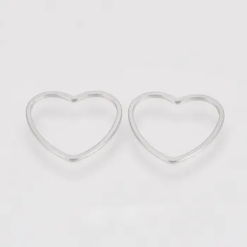 Silueta corazón conector plateado 10.5x11.5x0.8mm