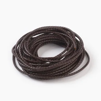 Cuero redondo trenzado café 4mm