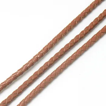 Cuero redondo trenzado beige 3mm