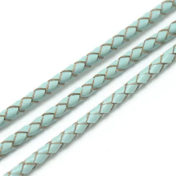 Cuero redondo trenzado turquesa 6mm