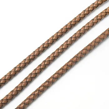 Cuero redondo trenzado bronce 6mm