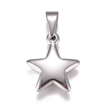 Estrella dije acero inoxidable plateado 23x20mm