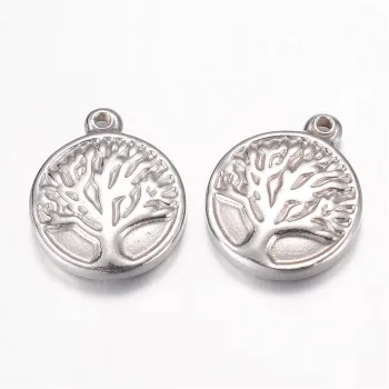 Arbol de la Vida dije acero inoxidable plateado 15x13mm