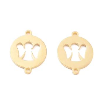Medalla Ángel conector acero inoxidable dorado 21x16mm