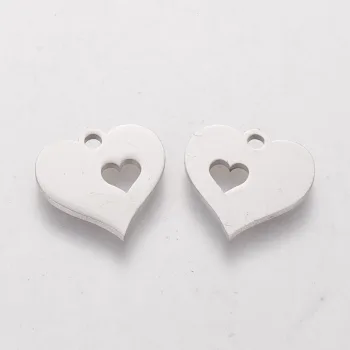 Corazón con corazón interno plateado acero inoxidable 12x12mm