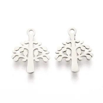 Arbol de la vida dije acero inoxidable plateado 12x10mm
