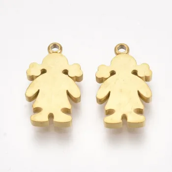 Niña dije acero inoxidable dorado 12x7mm