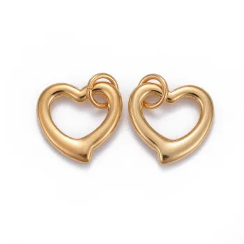 Corazón hueco dije acero inoxidable dorado 14x14x2mm