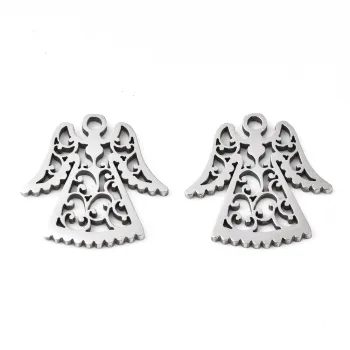 Angel dije acero inoxidable plateado 15.5x15mm