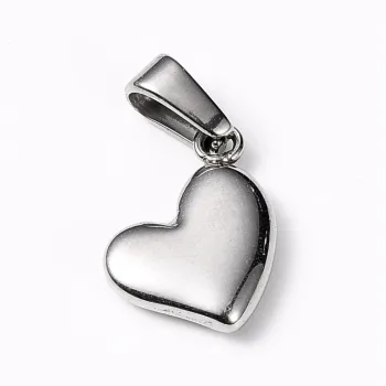 Corazón plateado dije acero inoxidable 14x10x3mm