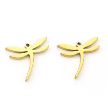 Libélula dije acero inoxidable dorado 15x16mm