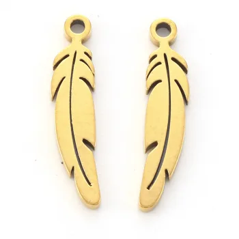 Pluma acero inoxidable dorado 17x4.5mm